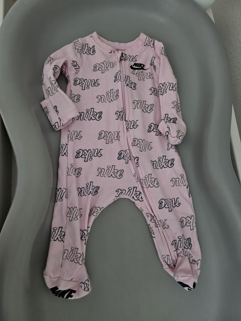Nike Pink Logo Print Footed One-Piece